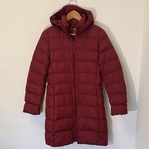 UNIQLO Red Hooded Puffer Coat.